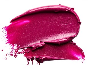 Dark Pink Lipstick Texture Stroke on White Background