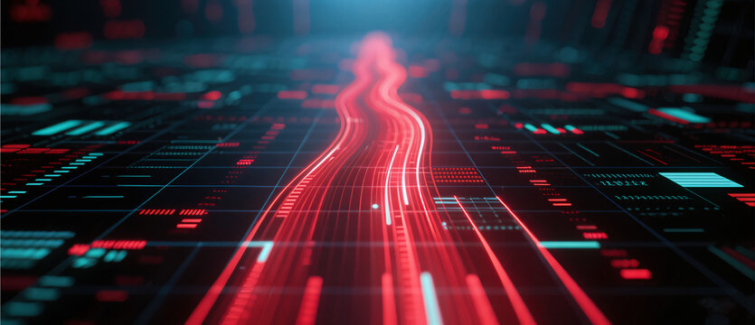 abstract-digital-information-flow-red-neon-trails - Powered by Adobe