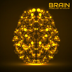 Human brain of molecular structure, idea for your design, vector illustration