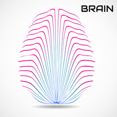 Abstract human brain. Logo with colorful lines