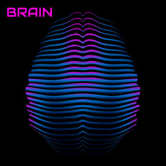 Abstract human brain. Logo with colorful lines