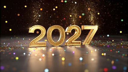 Gold glittery 2027 new year celebration