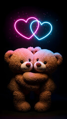 Cute  Teddy Bears Hugging with heart Romantic Valentine&rsquo;s Day Love Concept