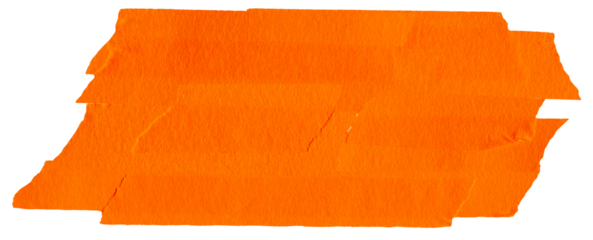 overlapping strips of bright orange textured paper or tape, arranged diagonally on a transparent background.