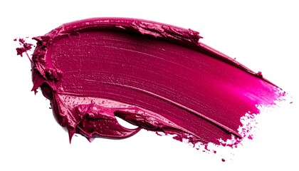 Dark Pink Lipstick Texture Stroke on White Background