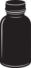 Black silhouette of a medicine bottle with a screw cap container pill