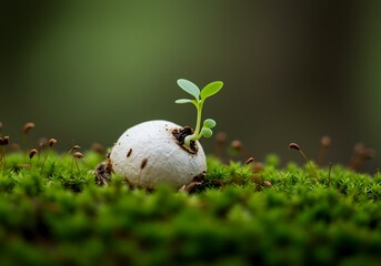 Seedling Growing from Eggshell