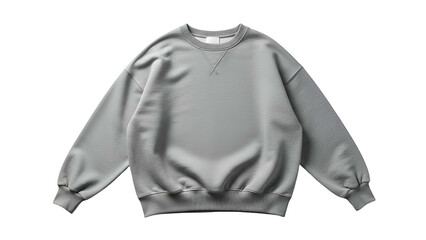 A light gray, oversized crewneck sweatshirt isolated on a black background