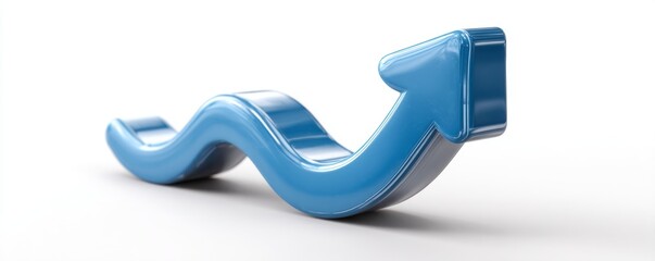 A long curve arrow forms the business financial goal within the background design template, representing investment, economy, value, and growth concepts