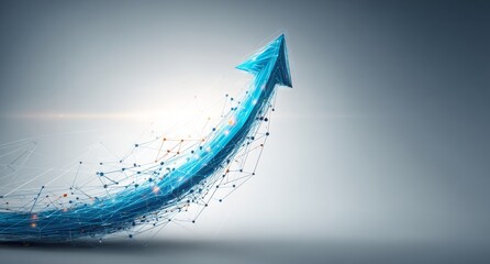 A business financial target featuring a growth‑themed blue arrow background design template, along with an investment stock market economy plan