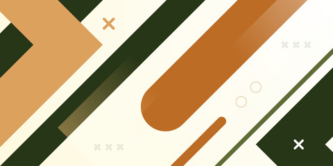 Abstract green and brown banner background. Simple and modern dynamic shapes pattern element concept design.