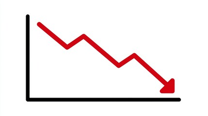 Financial crash chart arrow on a white background template, conveying the economy crisis and recession concept