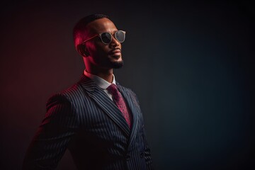 Obraz premium A dapper hero in a dark mountain, rocking confidence like shining armor.