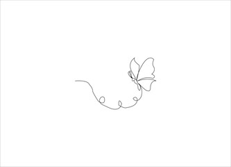 Naklejka premium Butterfly single line art design.