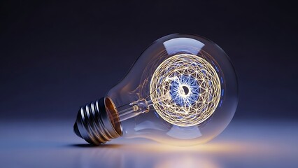 A close up of a glowing led light bulb on a dark background with a detailed filament