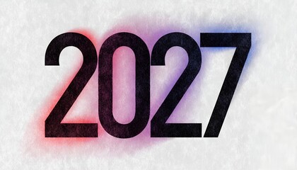 Large black 2027 text with colorful gradient glow typography