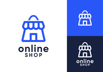 shopping bag store logo. simple online shop vector design inspiration