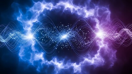 Vibrant cosmic explosion with swirling purple and blue lights