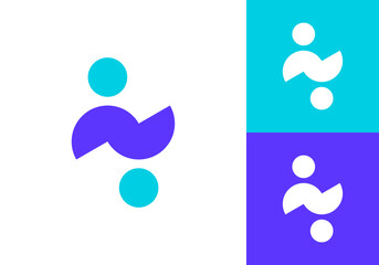 partner job logo design. simple creative work people icon vector concept