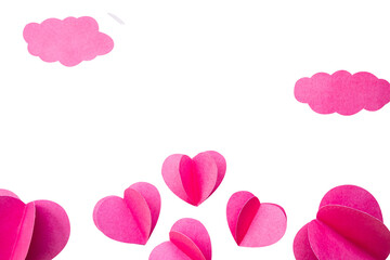 pink heart border on transparent background