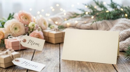 Celebrating mother's day with thoughtful gifts cozy home setting photography warm atmosphere close-up view love and appreciation