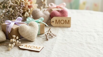 Heartfelt gifts for mom on special occasions cozy home setting photography soft lighting close-up view love and appreciation