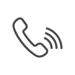 Simple black telephone call symbol isolated on transparent background