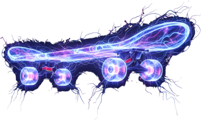 skateboard plasma effect transparent background sci-fi