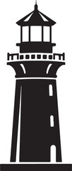 Classic Lighthouse Silhouette Icon for Navigation and Safety