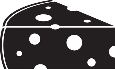 Illustrated slice of cheese with holes isolated on white background