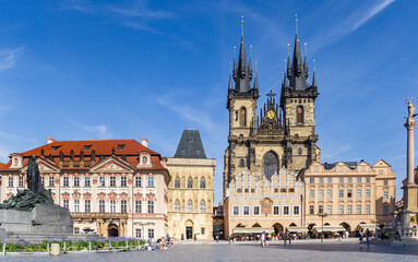 Obraz premium Historic buildings on the old town square of Prague, Czechia