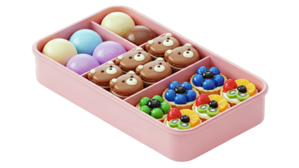 Assorted Desserts in Pink Bento Box