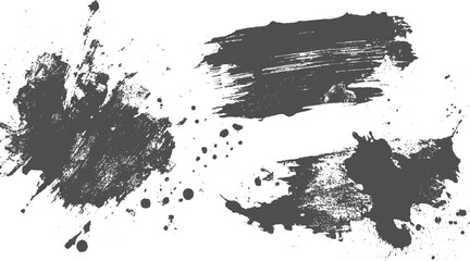 Monochrome ink splatters and brush strokes with organic shapes and textures creating a dynamic abstract artistic background