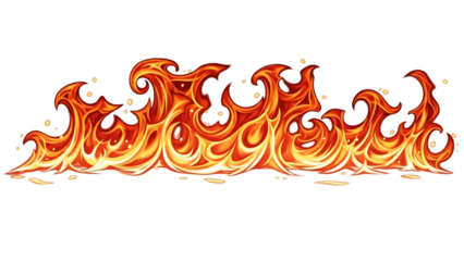 Vibrant orange and yellow flames on transparent background for design and decoration