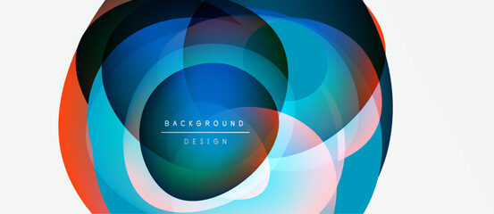 Obraz premium Abstract colorful layers create dynamic circular design. Modern background with text overlay, vibrant hues, smooth gradients.