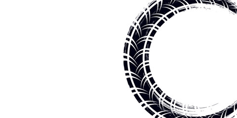 Tire track. Car, bike, motorcycle tyre mark with grunge effect isolated on white background. Wheel footprint on the road. Top view of rubber protector mark