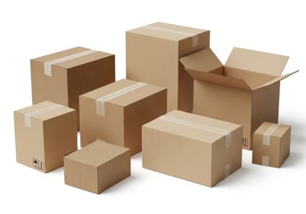 Collection of cardboard boxes ready for shipping and moving storage solutions