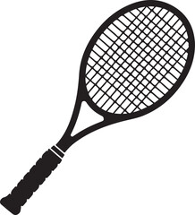 Black and White Tennis Racket Silhouette for Sports Design