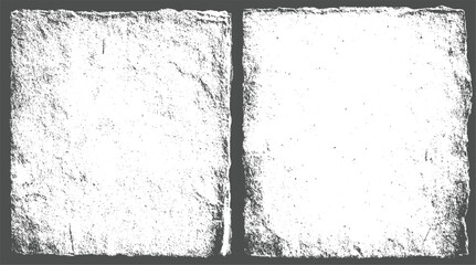 Two distressed square textured panels side by side with rough torn edges and a central vertical crease suggesting aged paper or a book spread