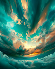 Golden Hour Sky Background with Soft Clouds and Copy Space