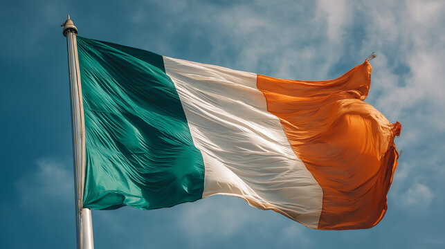 Ivory Coast &ndash; Ivorian National Flag Waving in the Wind Against Clear Blue Sky, Symbol of Independence, Patriotism and National Identity
