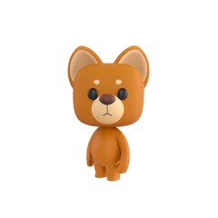 Obraz premium Cute 3D render Little Dog character standing at a 45 degree angle while facing the camera, neutral and friendly mascot style, isolated on white background.
