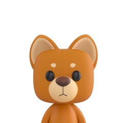 Naklejka premium Cute 3D render Little Dog character portrait close up, half body view, friendly and charming mascot style, isolated on white background for profile, branding, and digital design.