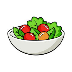 A fresh and vibrant salad made with tomatoes, lettuce, red onion, and green beans in a white bowl.