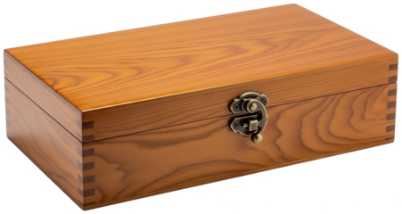 Light oak wood decorative box with vintage bronze swing latch