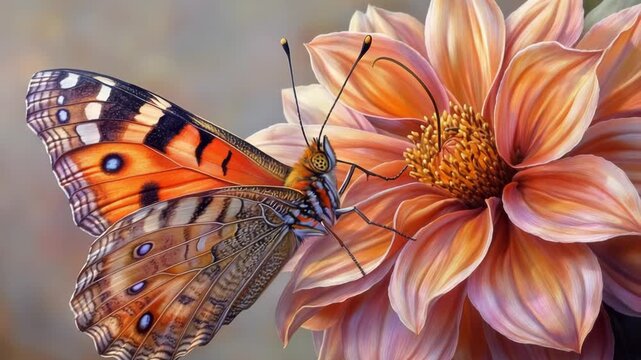 selective focus vibrant butterfly perched on flower