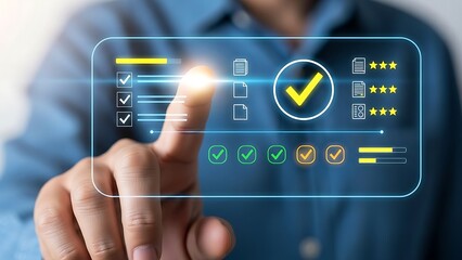 User Interacting with Digital Checklist and Task Management Interface for Project Completion