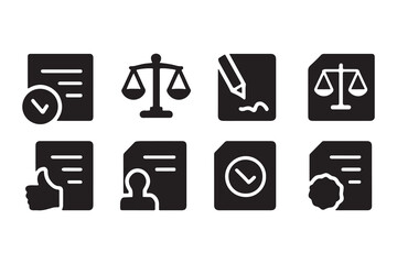 Legal Document and Justice Icons Set