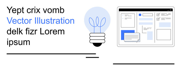 Creativity, digital design, innovation, technology, idea generation, modern interface. A light bulb and digital interface with text elements. Creativity and digital design concepts are highlighted