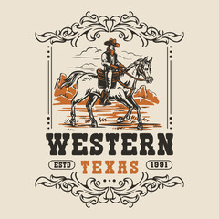 Obraz premium Cowboy riding in Western Texas